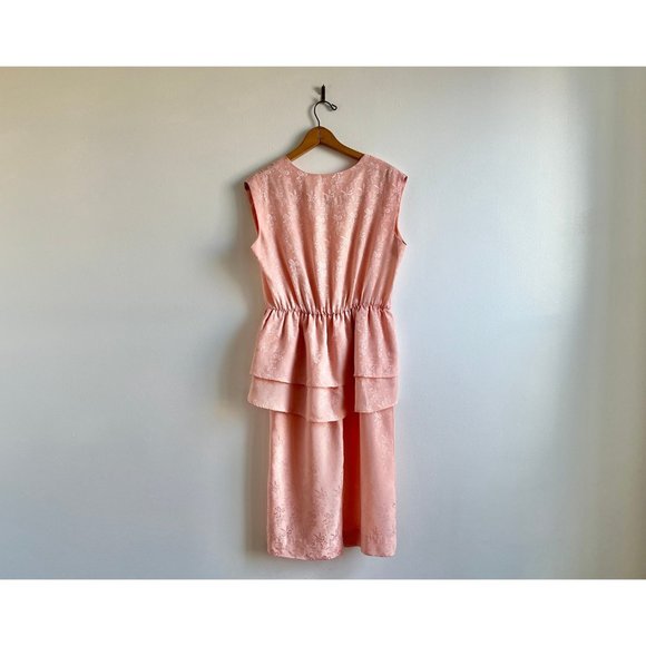 80s vintage jacquard princess dress satin 1980s - Picture 5 of 6